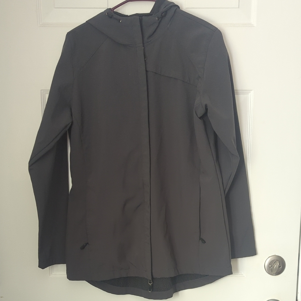 Women's New Balance Gray Rain Jacket with High Collar